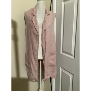 Lungo L'Arno Pink 100% Linen Longline Vest Duster Made in Italy LX309 Womens S